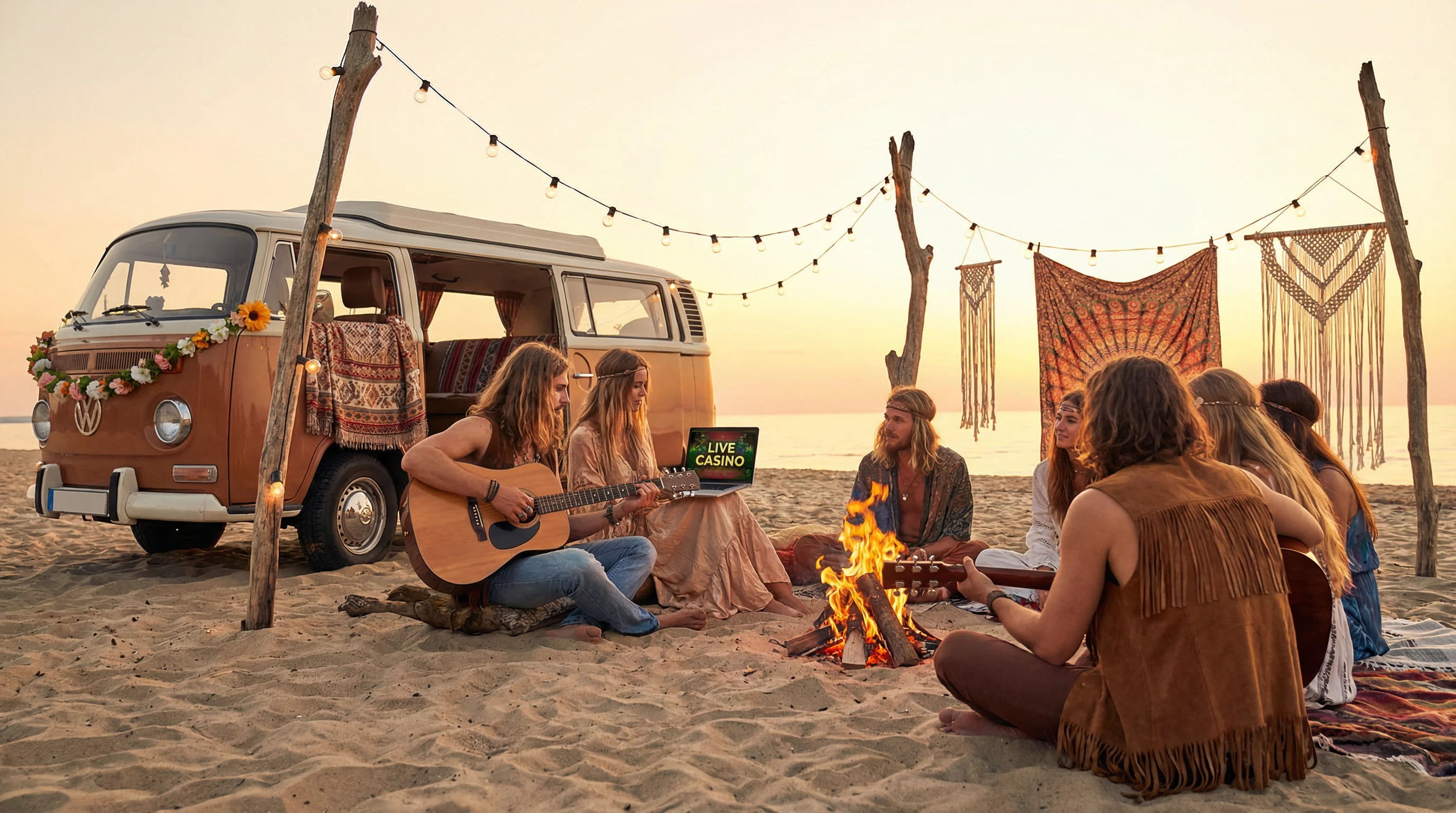 皇冠体育流浪者营地篝火聚会场景